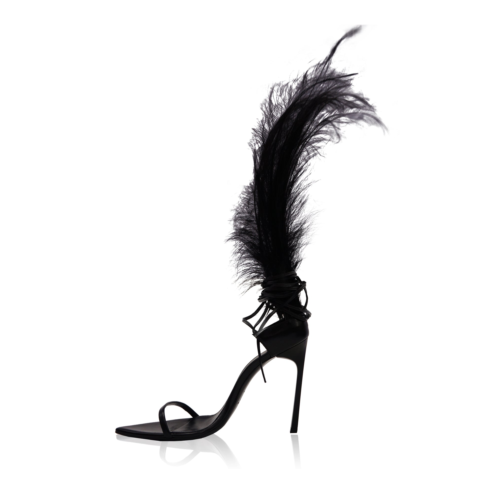 ysl shoes with feathers