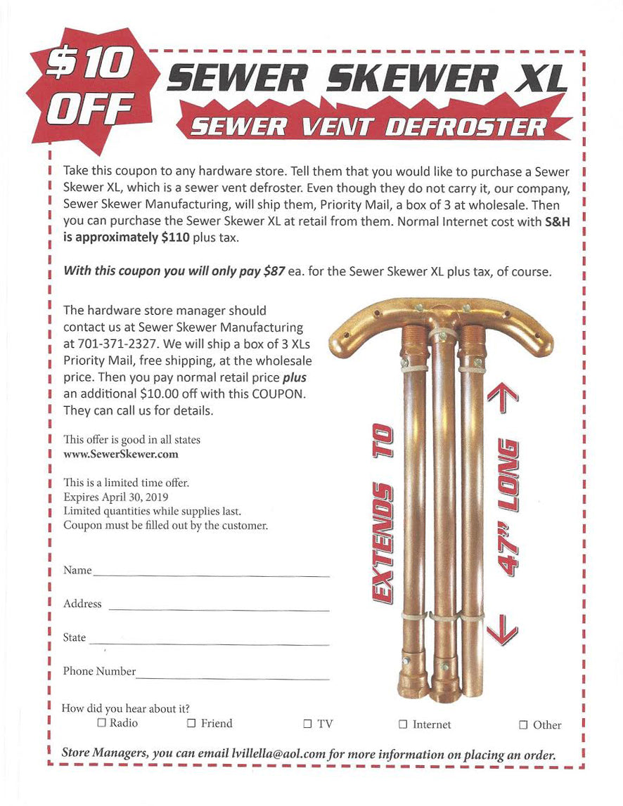 Sewer Skewer $10 Off Coupon