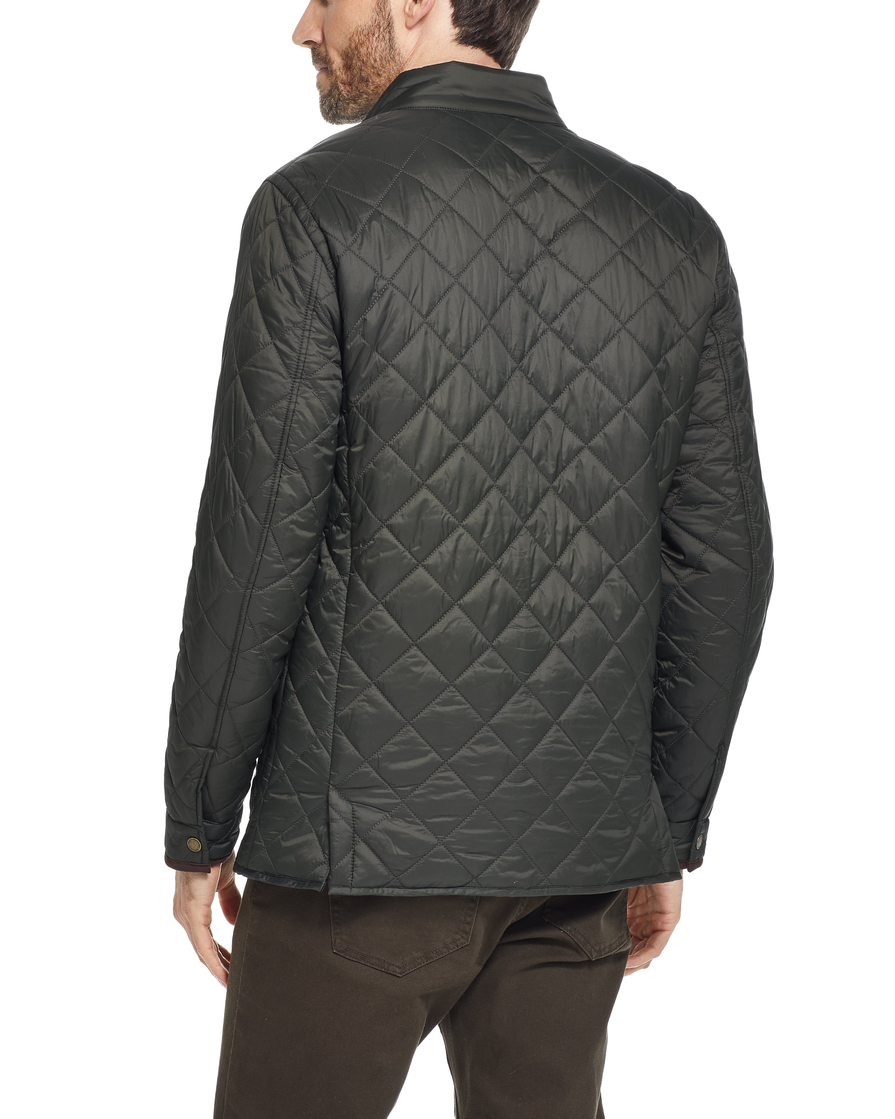 DIAMOND QUILTED WATER RESISTANT NYLON JACKET IN ROSIN