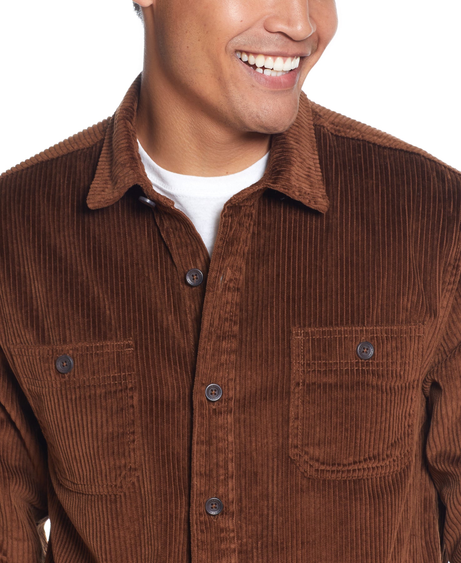 CORDUROY SHIRT JACKET IN CARAMEL 