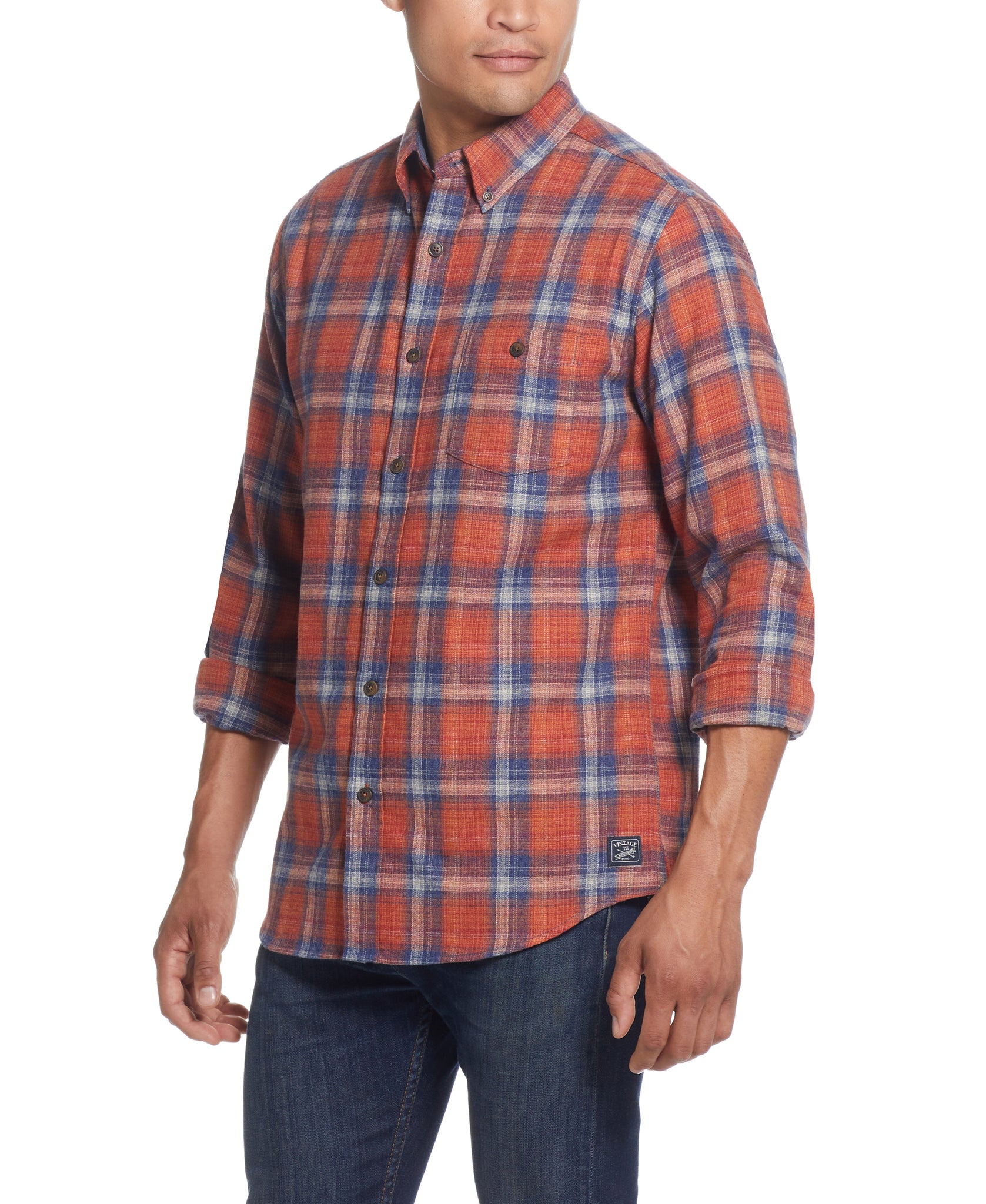 FLANNEL BUTTON DOWN IN BURNT ORANGE – Weatherproof® Vintage