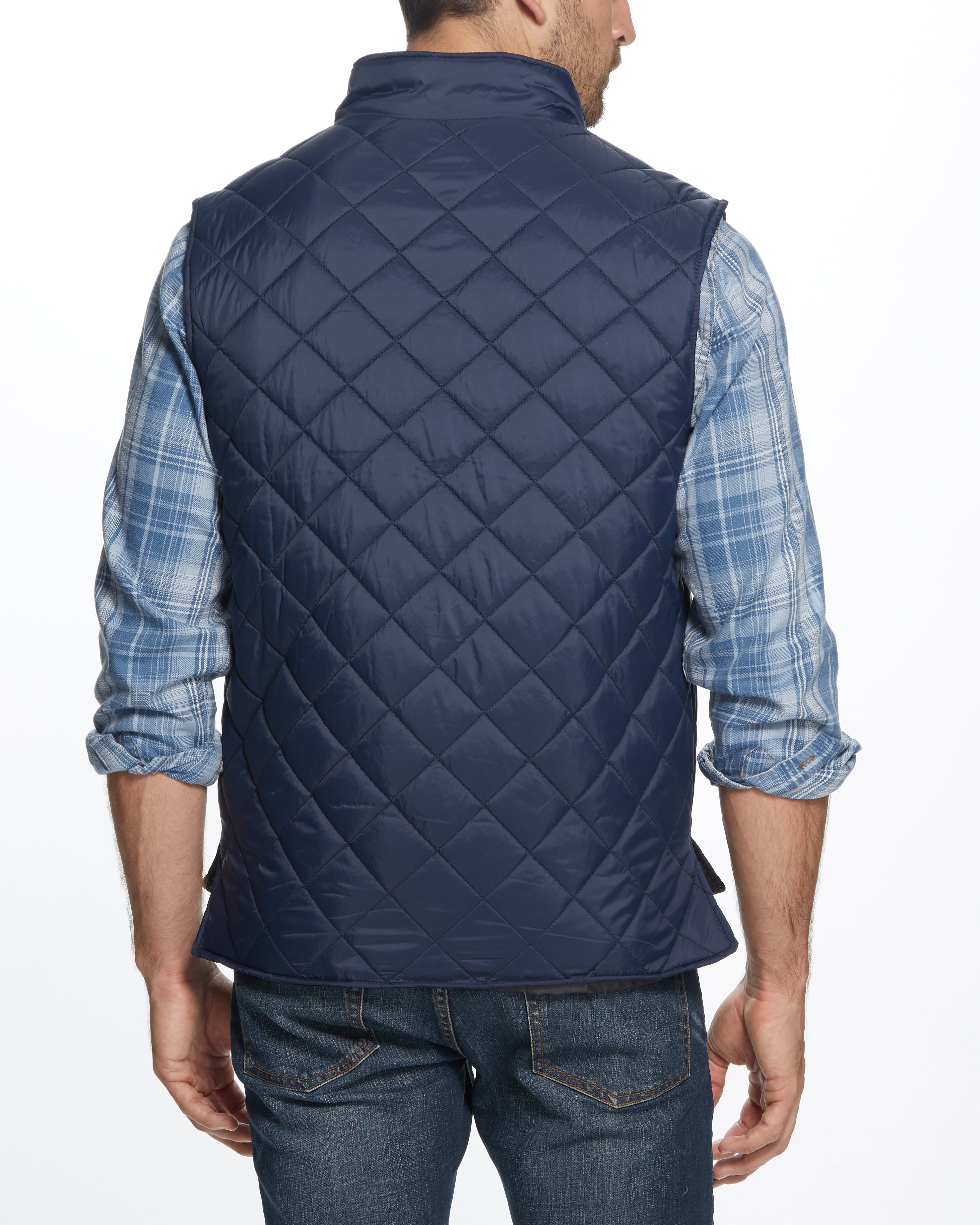 DIAMOND QUILTED VEST IN NAVY