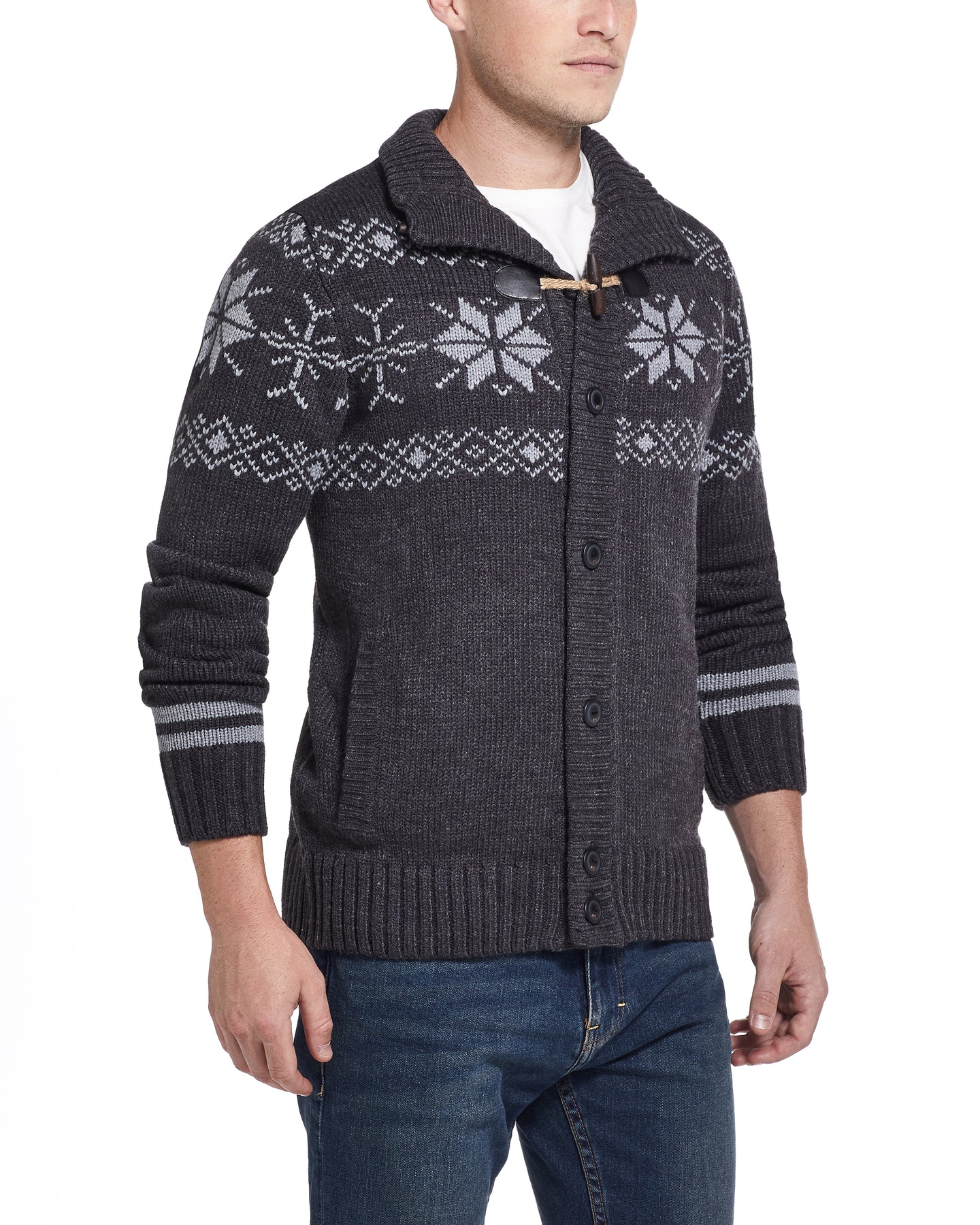 Snowflake Cardigan Sweater in Charcoal Heather – Weatherproof® Vintage