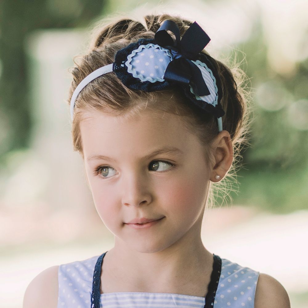 Dolce Petit Navy White Stripe Matching Headband 2257 D Dulce Bebe Boutique