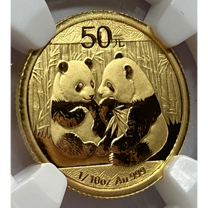2009 China 1/10 oz Gold Panda 50Y NGC MS70 .999 Fine Coin