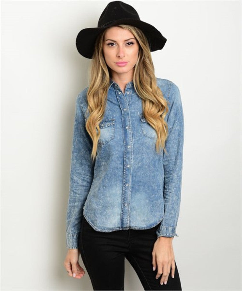 womens denim button down shirt