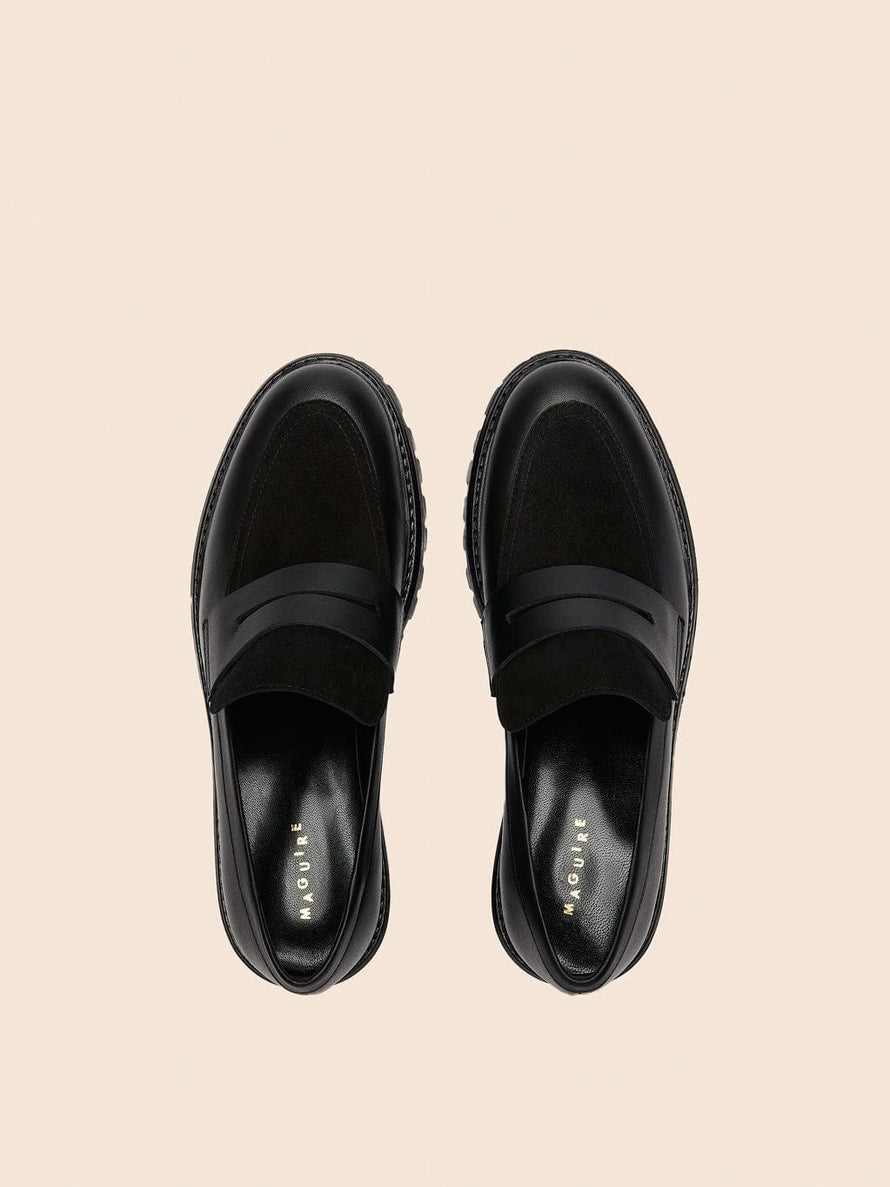 Maguire Sintra Leather & Suede Penny Loafer - Black