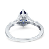Marquise Art Deco Wedding Bridal Ring Simulated Blue Sapphire CZ 925 Sterling Silver
