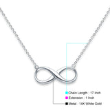 14K White Gold Infinity Necklace 17" + 1" Extension