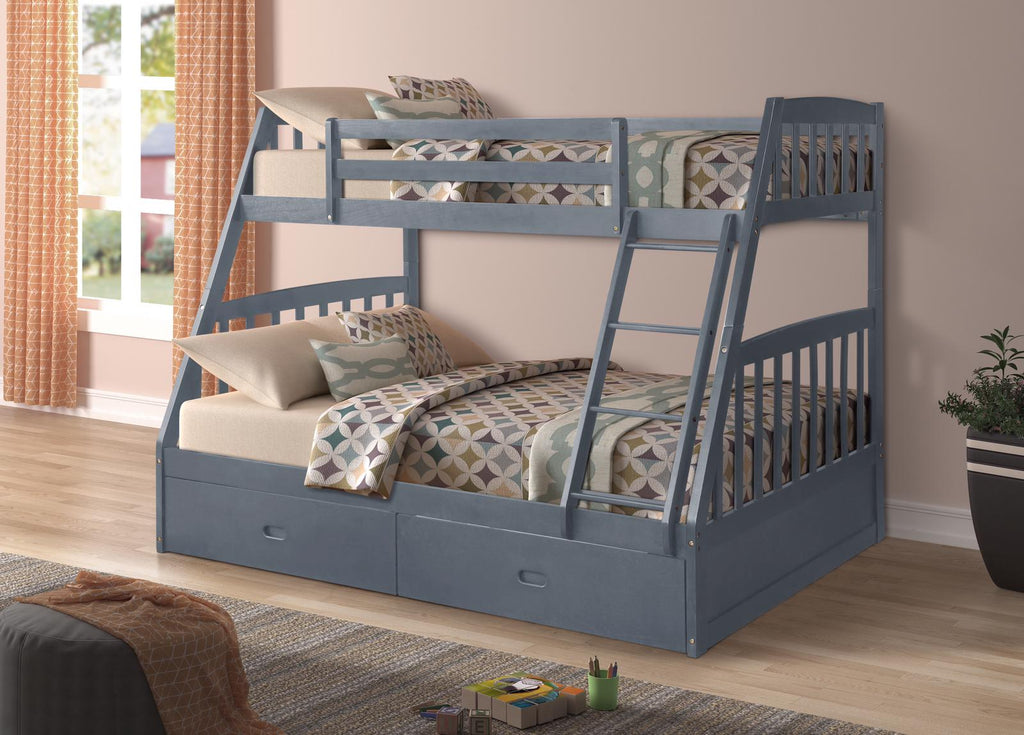 grey bunk bed