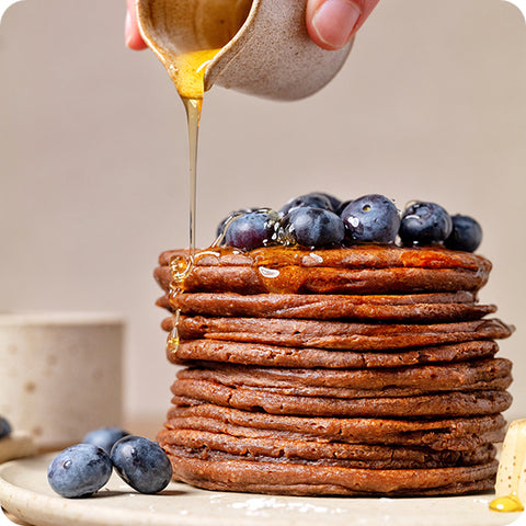 protein pancakes with maple syrup