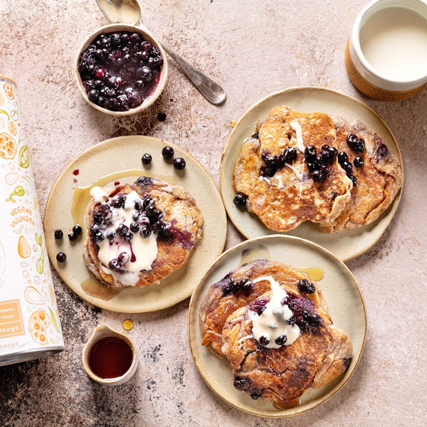 Keksteig Protein-Pancakes mit Blaubeeren