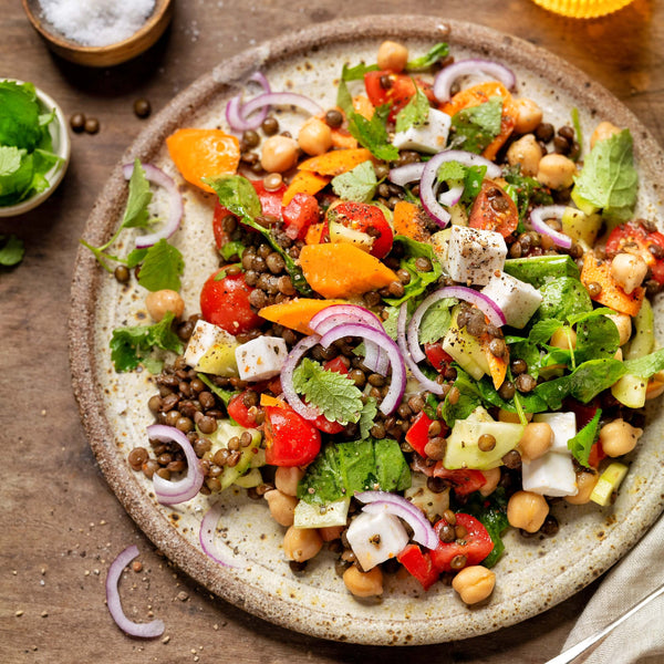 Gesunder Linsen Salat mit Kräutertropfen-Dressing