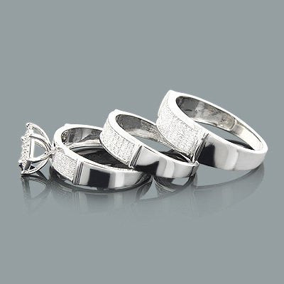 Affordable Wedding Ring Sets 10k Gold Diamond Trio Set 0 63ct