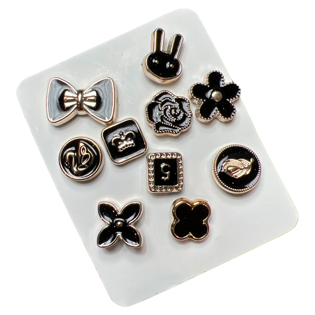 Pin Broche Steek Knopen Set Zwart Goud 10 Stuks – MegaMooi.nl