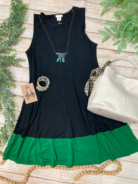 Audra Green Trimmed Dress