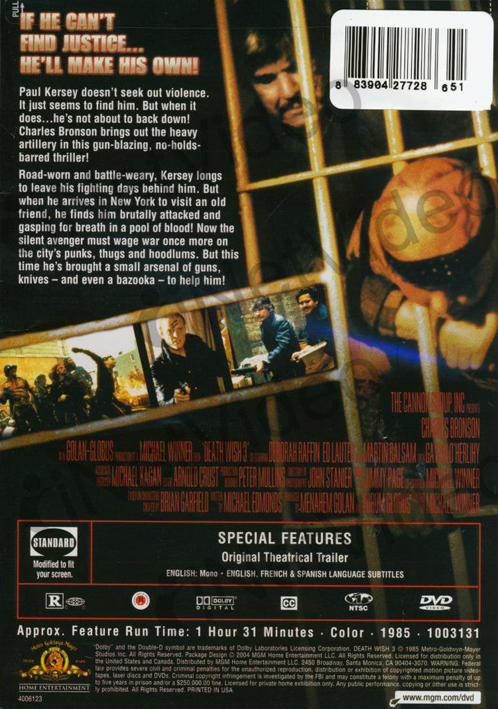Death Wish 3 (MGM) on DVD Movie