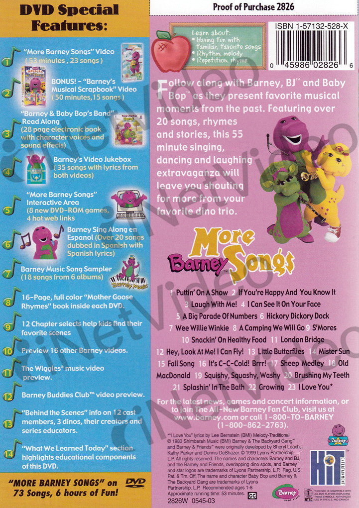 Barney - More Barney Songs on DVD Movie