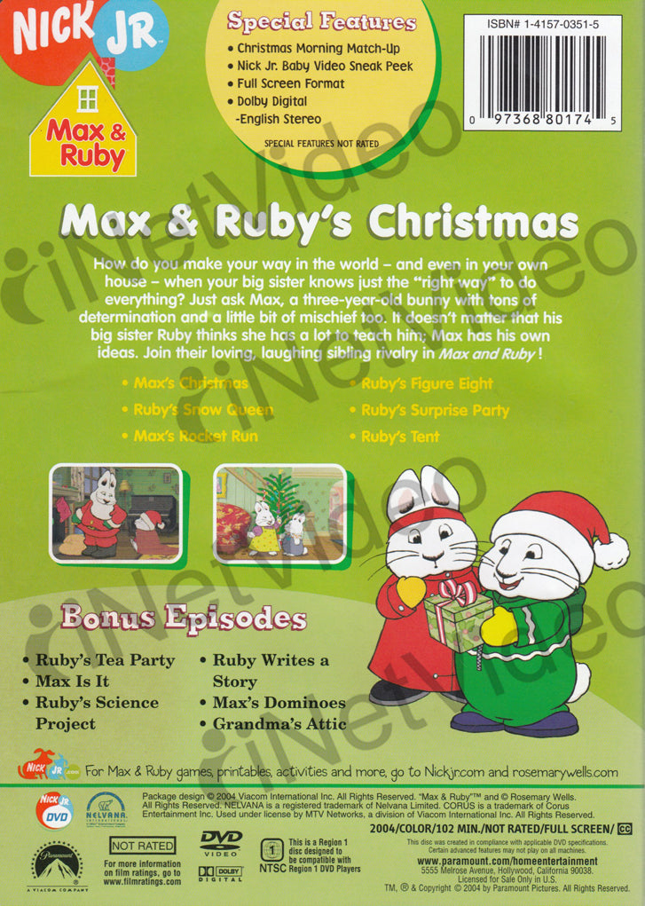 Max And Ruby Max And Rubys Christmas On Dvd Movie 5944