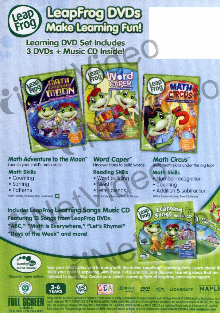 Leap Frog Learningset Volume Two Three Disc Dvd Cd Boxset On Dvd Movie