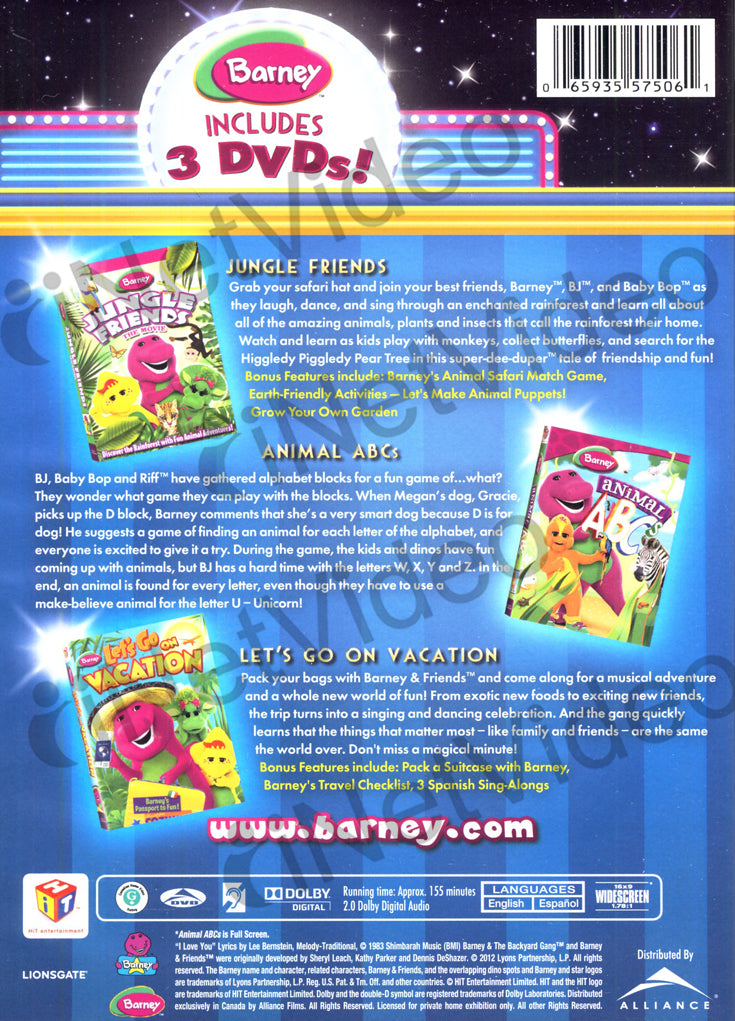 Barney Movie Pack - Jungle Friends / Animal ABCs / Let s Go On Vacation ...