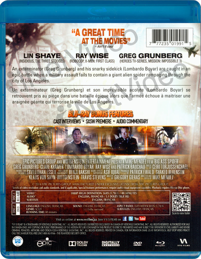 Big Ass Spider Blu Ray Dvd Bilingual Blu Ray On Blu Ray Movie