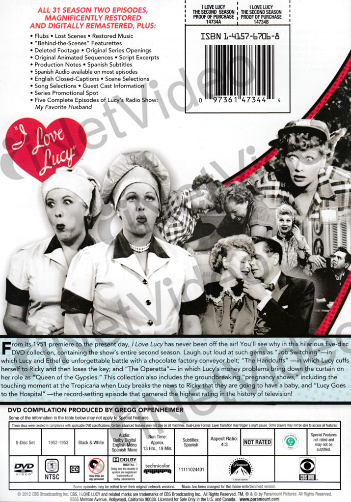 I Love Lucy The Complete Second Season Boxset On Dvd Movie