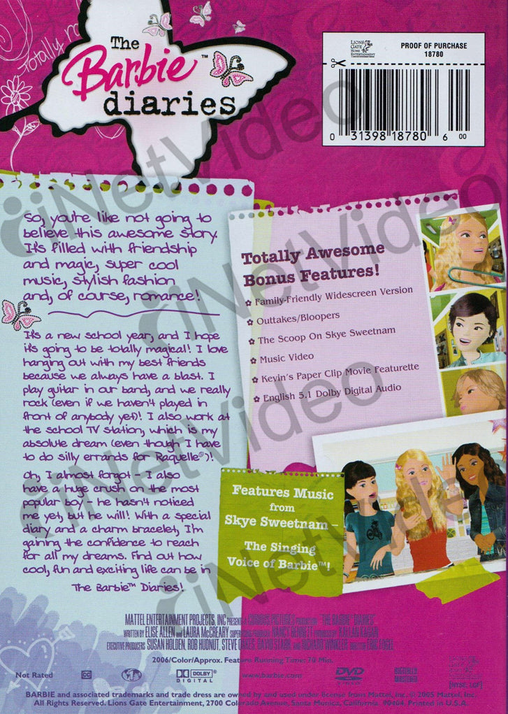 The Barbie Diaries (Lionsgate) on DVD Movie