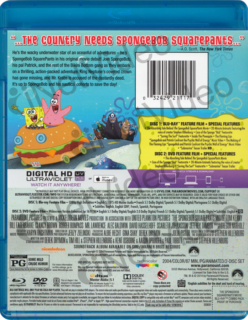 The Spongebob Squarepants Movie (blu-ray + Dvd + Digital Hd) (blu-ray 