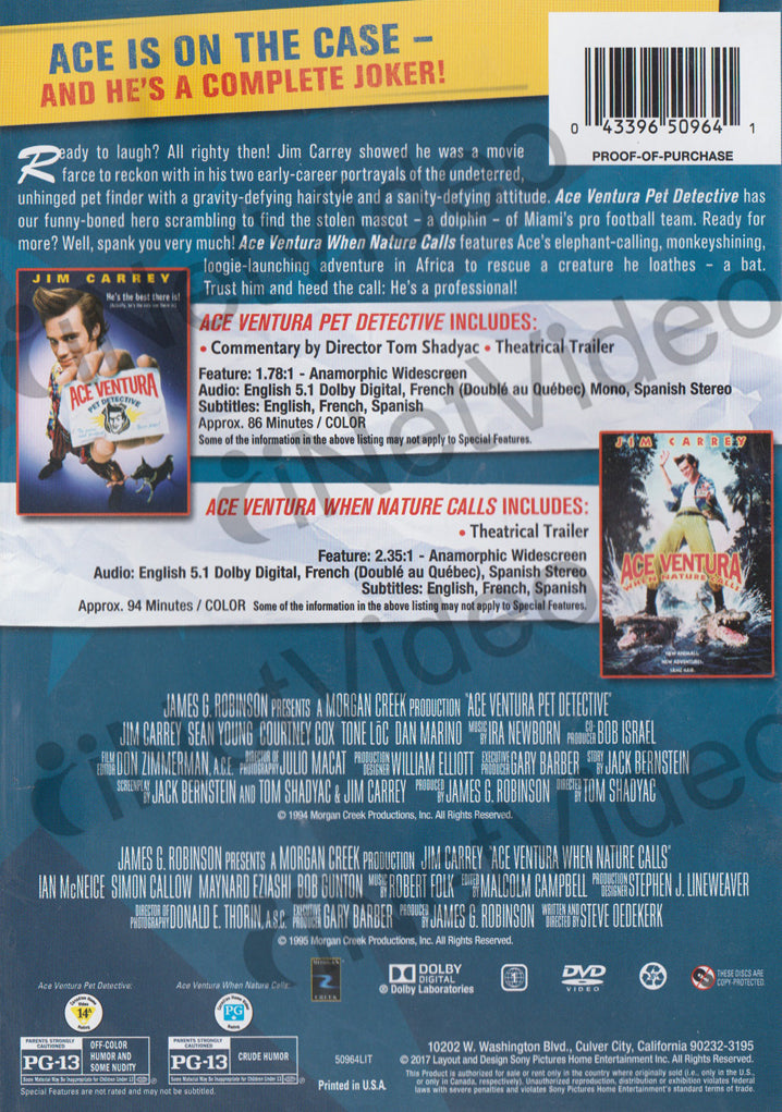 Tvunget snesevis Brace Ace Ventura Collection (Pet Detective / When Nature Calls) (Double Feature)  on DVD Movie