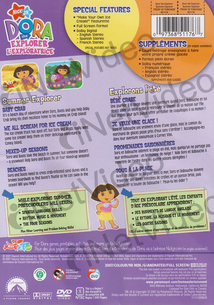 Dora The Explorer : Summer Explorer (Bilingual) on DVD Movie