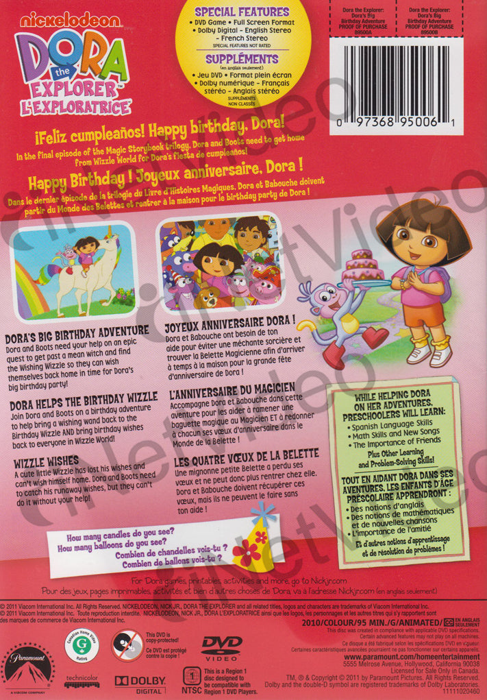 Dora The Explorer Dora S Big Birthday Adventure Bilingual On Dvd Movie