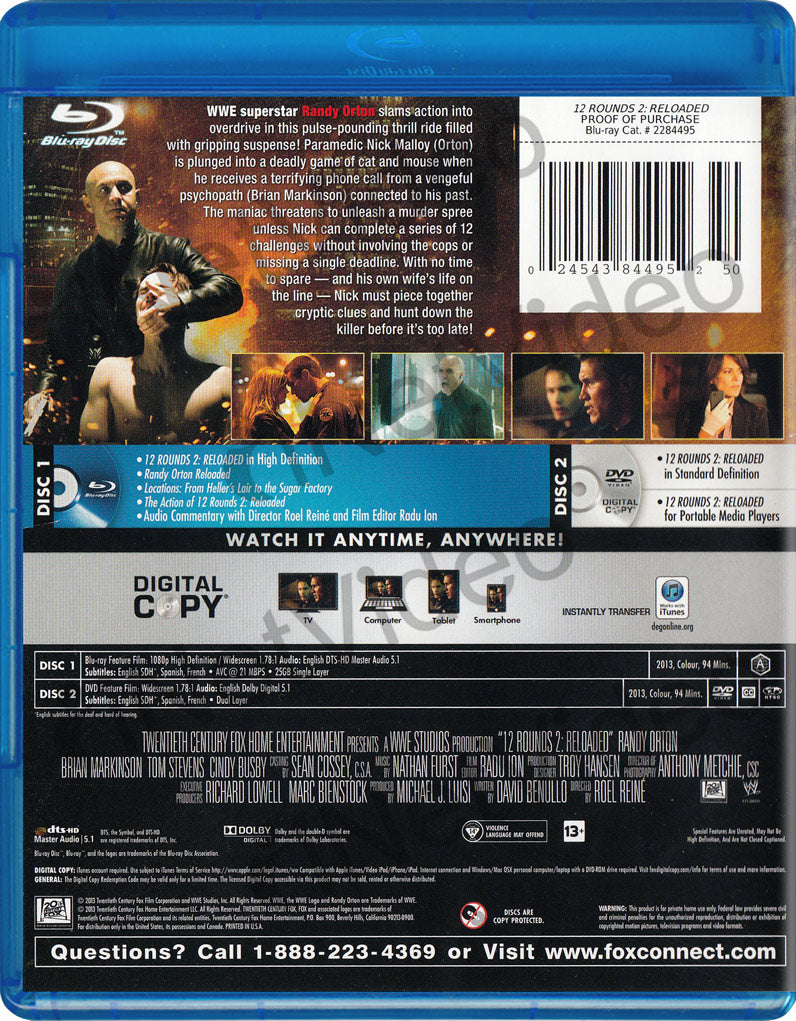 12 Rounds 2 Reloaded dvd label - DVD Covers & Labels by Customaniacs, id:  192850 free download highres dvd label