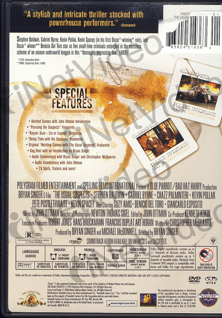 The Usual Suspects (Special Edition) (Fullscreen and Widescreen) on DVD  Movie