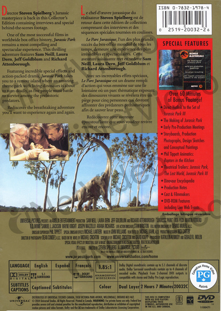 Jurassic Park Collectors Edition Widescreen On Dvd Movie 