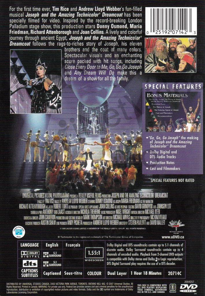 Joseph and the Amazing Technicolor Dreamcoat on DVD Movie