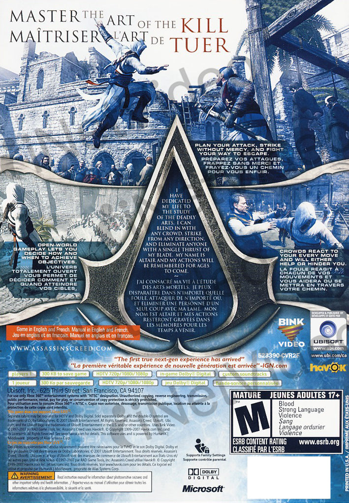 Assassin S Creed Xbox360 On Xbox360 Game