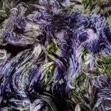 Green purple yarn in dye vat