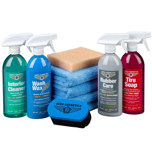 Aero Cosmetics Wet or Waterless Car Wash Wax Kit 144 oz. Aircraft Quality for Your Car, RV, Boat, Motorcycle. Guaranteed The Best Wash WAX. Anywhere