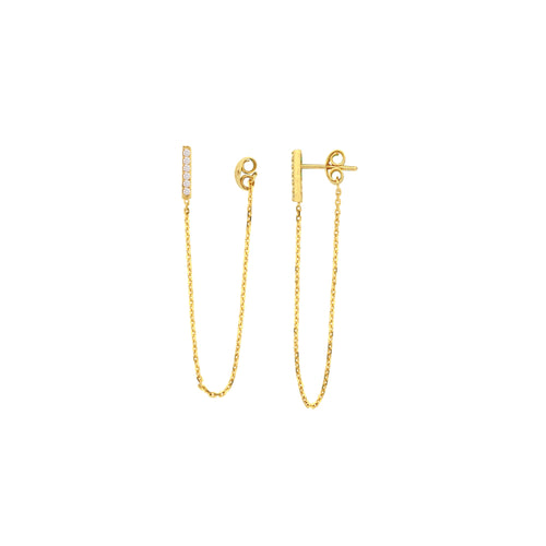 Gold Bar Front To Back Chain Earring – STONE AND STRAND