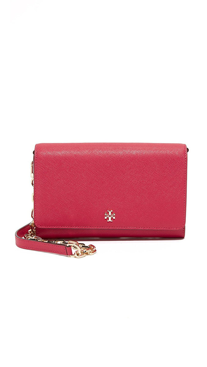 Tory Burch Dark Peony Fuschia Crossbody Robinson Saffiano Wallet On A – Bag  Lady Shop