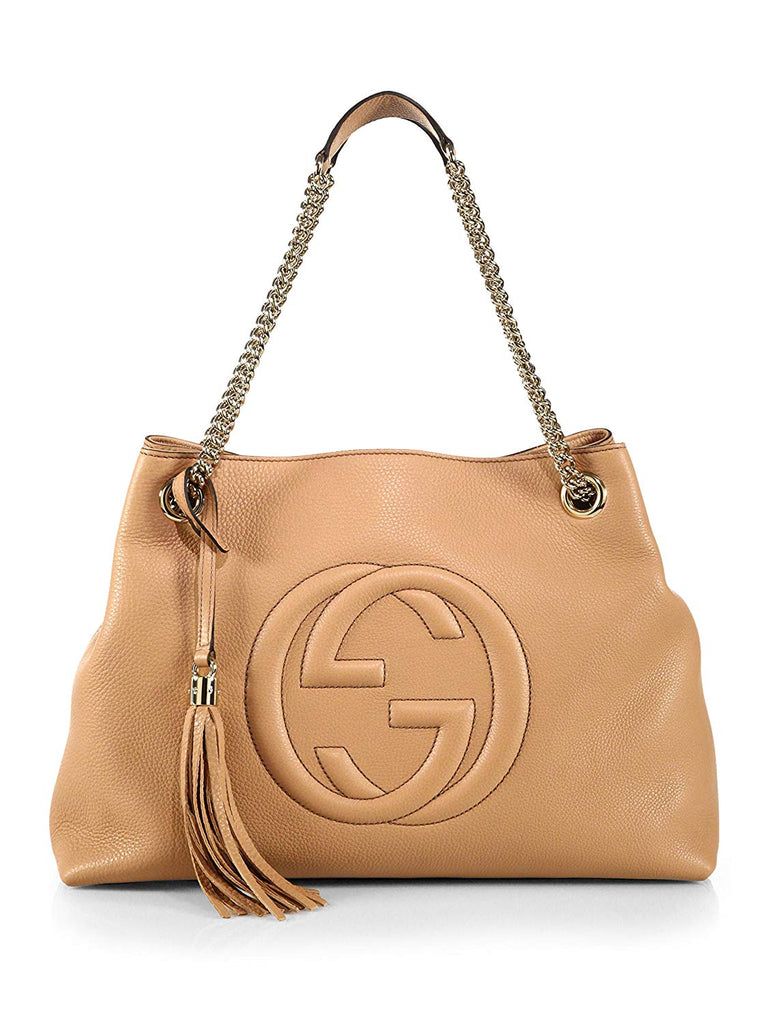 Gucci Camelia Camel Pebbled Leather Soho Shoulder Hand Bag Tassel – Bag ...