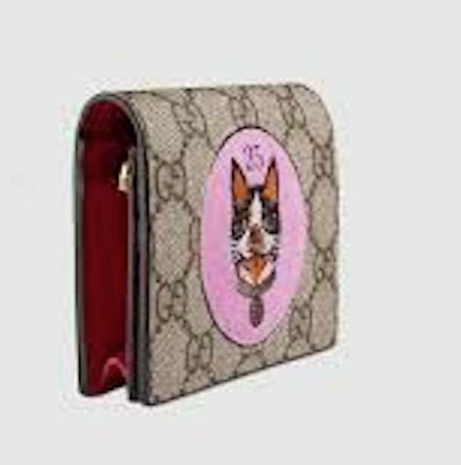 Gucci Dog Brown 25 GG Card Case Canvas Leather Small Wallet Red Italy – Bag  Lady Shop