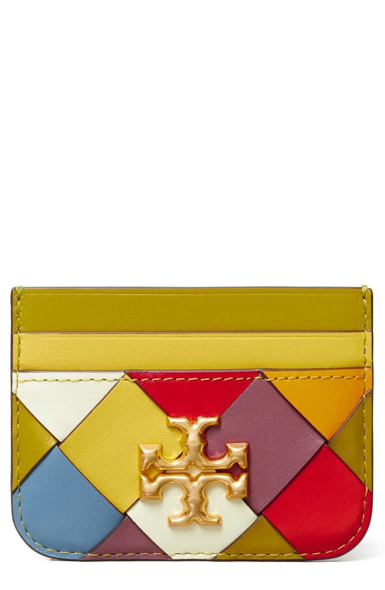 Tory Burch Eleanor Woven Leather Card Case Color Blocked Yellow Wallet– Bag  Lady Shop