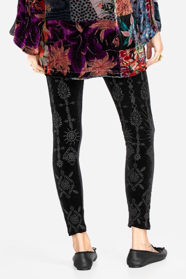 Johnny Was Althea Velvet Legging Leggings Pants Black Floral Embroider ...