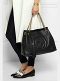 træt af erfaring Elegance Gucci Soho Medium Black Double Leather Chain Shoulder Bag Tote Black G– Bag  Lady Shop