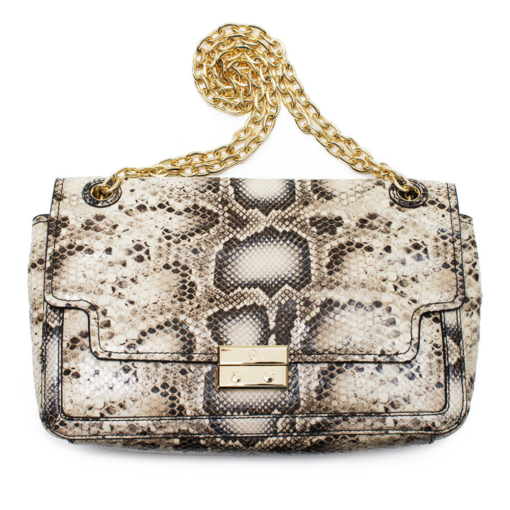 Tory Burch Elise Snake Shoulder Bag Natural Ivory NEW– Bag Lady Shop