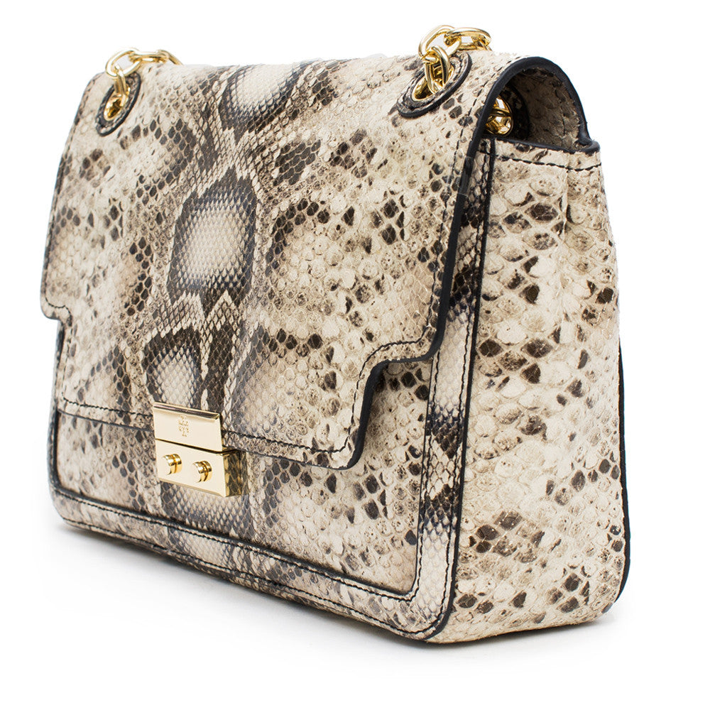 Tory Burch Elise Snake Shoulder Bag Natural Ivory NEW– Bag Lady Shop