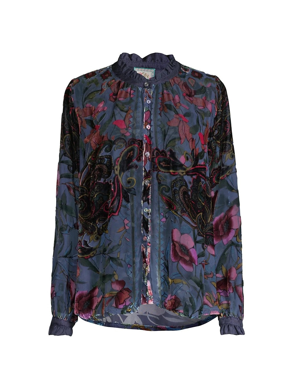 Johnny Was CLARA BURNOUT LEDA BUTTON DOWN Top Shirt Embroidered Floral ...