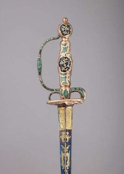 German 18th-century smallsword with inlaid chrysoprase hilt. Image courtesy of the Metropolitan Museum of Art
